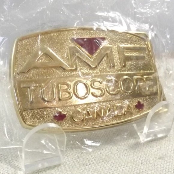 AMF Tuboscope Canada Gold Tone NOS Belt Buckle - Picture 3 of 6
